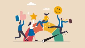 7 Employee Engagement Strategies for a Distributed Workforce - a group of engaged employees happy in the workplace.